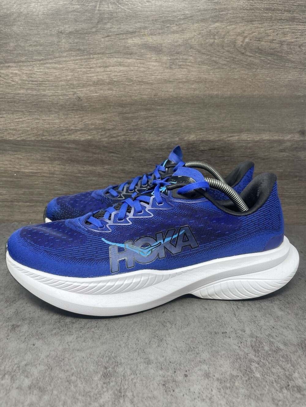 HOKA Mach 6 Mens Size 10.5 Black Night Sky Blue Running Shoes 1147790 BNGH
